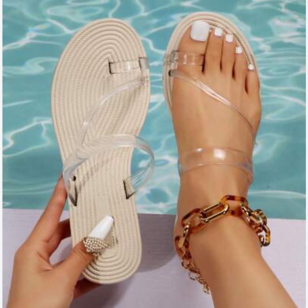SHEIN Clear Strap Beige Sandals